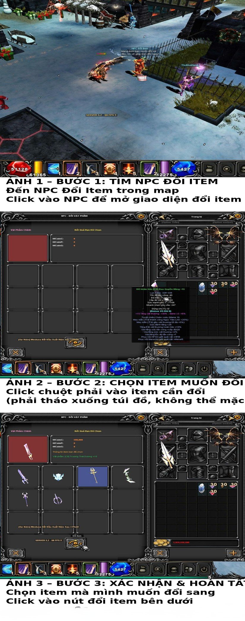 Hướng NPC đổi đồ tự động